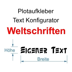 Text Aufkleber Konfigurator Weltschriften