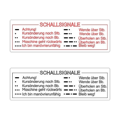 Schallsignale Aufkleber Seefahrt (Stk.)