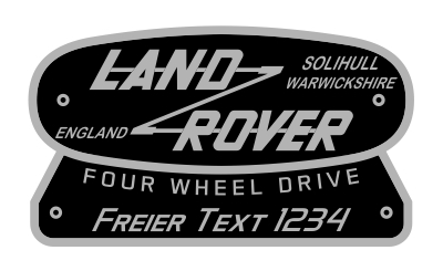 Land Rover Retro Typenschild Aufkleber eigener Text (Stk.)