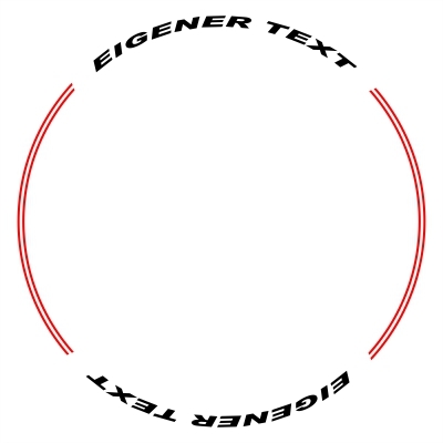 Felgenrandaufkleber Style 6 mit Wunschtext in Breitschrift