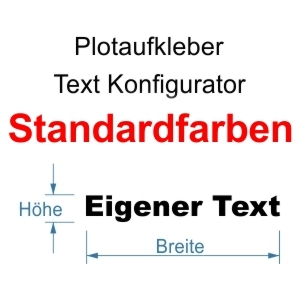 Text Aufkleber Konfigurator Standardfarben