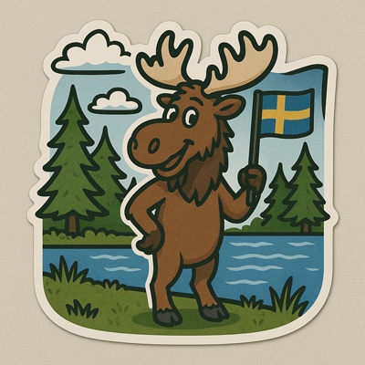 Elch mit Schweden Fahne Aufkleber (Stk.)