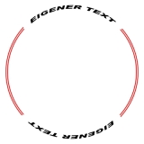 Felgenrandaufkleber Style 6 mit Wunschtext in Breitschrift