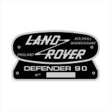 Land Rover Defender 90 Retro Typenschild Aufkleber (Stk.)