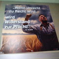 PVC Banner Bauernprotest 110x109cm Unrecht - Recht