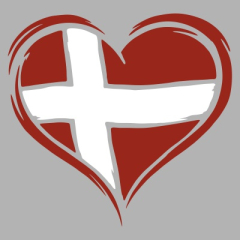 Dänemark Herz Aufkleber zweifarbig (Stk.)
